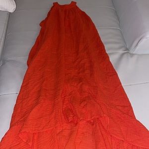 NEW FELICITE ORANGE GAUZE High Drama Maxi dress size Small